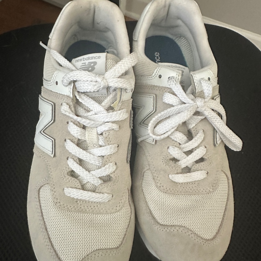 New Balance Grey & White Suede Mesh Sneakers